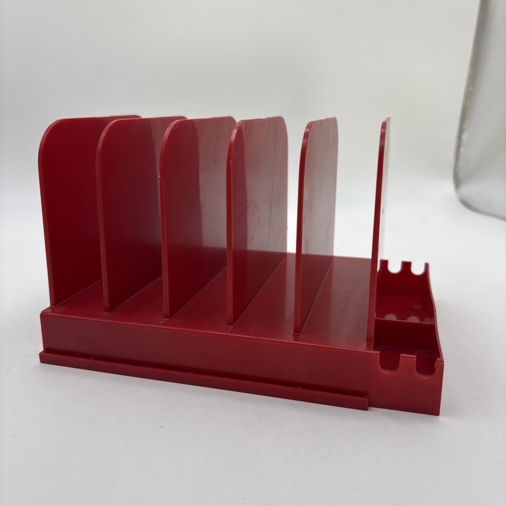 Vtg Max Klein Desk Organizer USA MCM Durable Plastic V-88 Rare Red VGUC